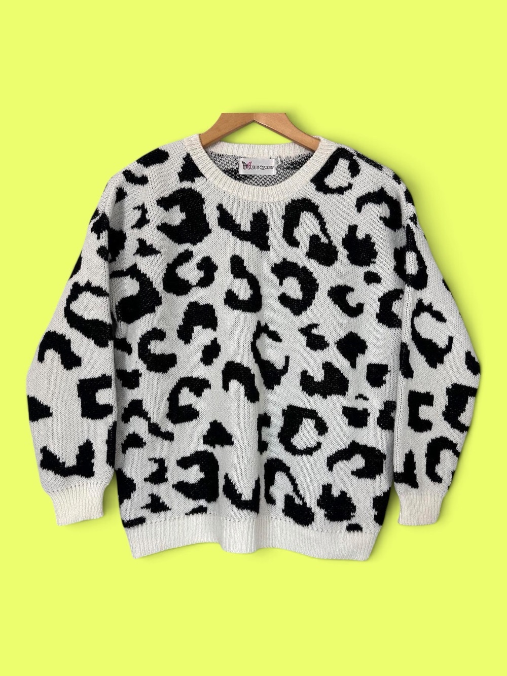 Cotton Emporium Long Sleeve Knitted  sweater Leopard Print XL